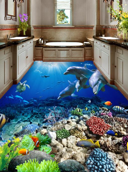 3D Seabed Creatures Floor Mural Wallpaper AJ Wallpaper 2