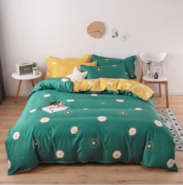 3D Green Background Chrysanthemum 4038 Bed Pillowcases Quilt