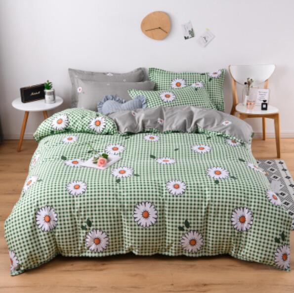 3D Green Lattice Small Chrysanthemum 5182 Bed Pillowcases Quilt