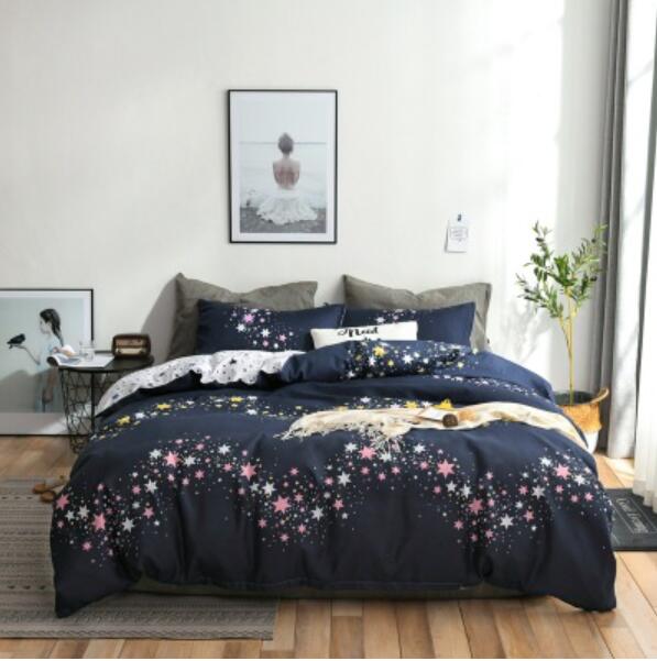 3D Black Background Pink Stars 4006 Bed Pillowcases Quilt