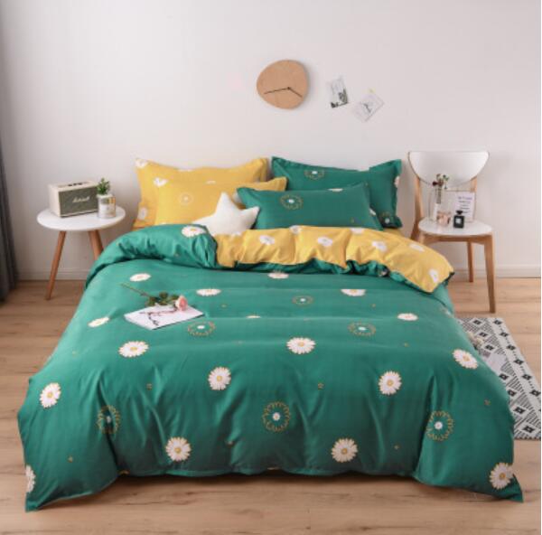 3D Green Background Small Chrysanthemum 5185 Bed Pillowcases Quilt