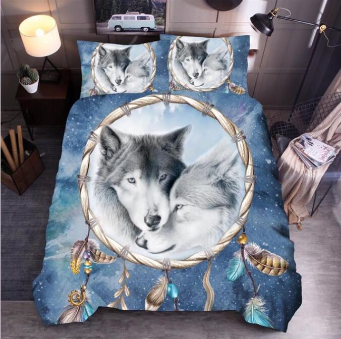 3D Two Wolves 8134 Bed Pillowcases Quilt