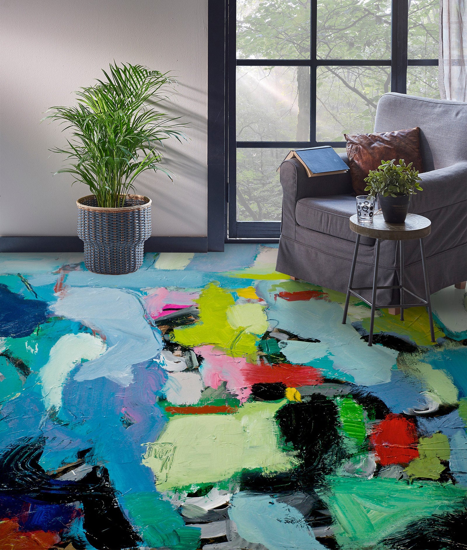 3D Blue Color Paint Pattern 9609 Allan P. Friedlander Floor Mural