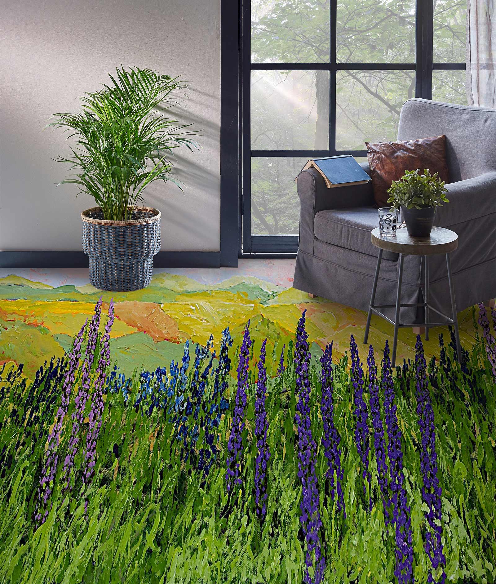 3D Grass Flower Bush 9555 Allan P. Friedlander Floor Mural