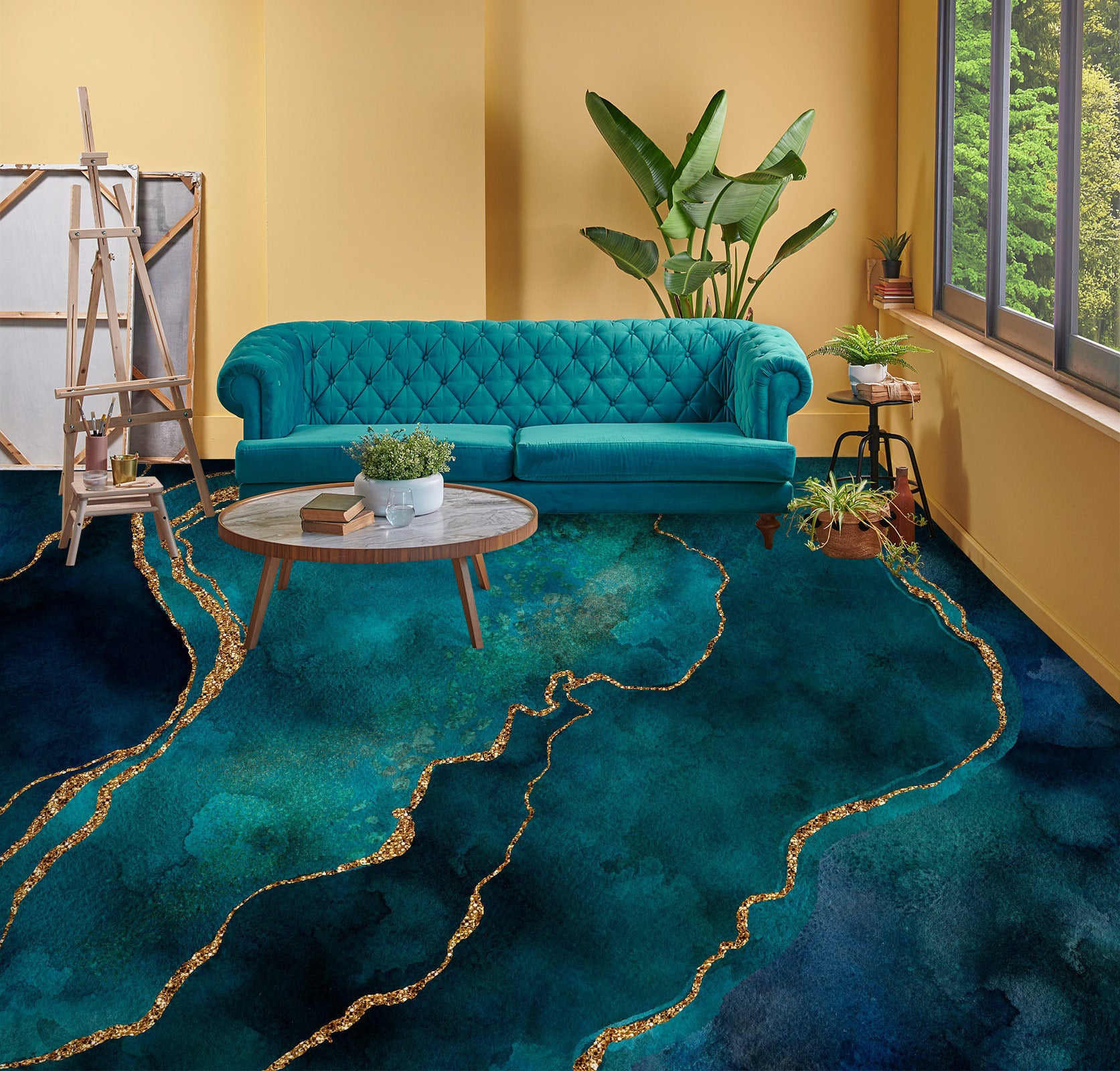 3D Green Pattern Phnom Penh 102133 Andrea Haase Floor Mural