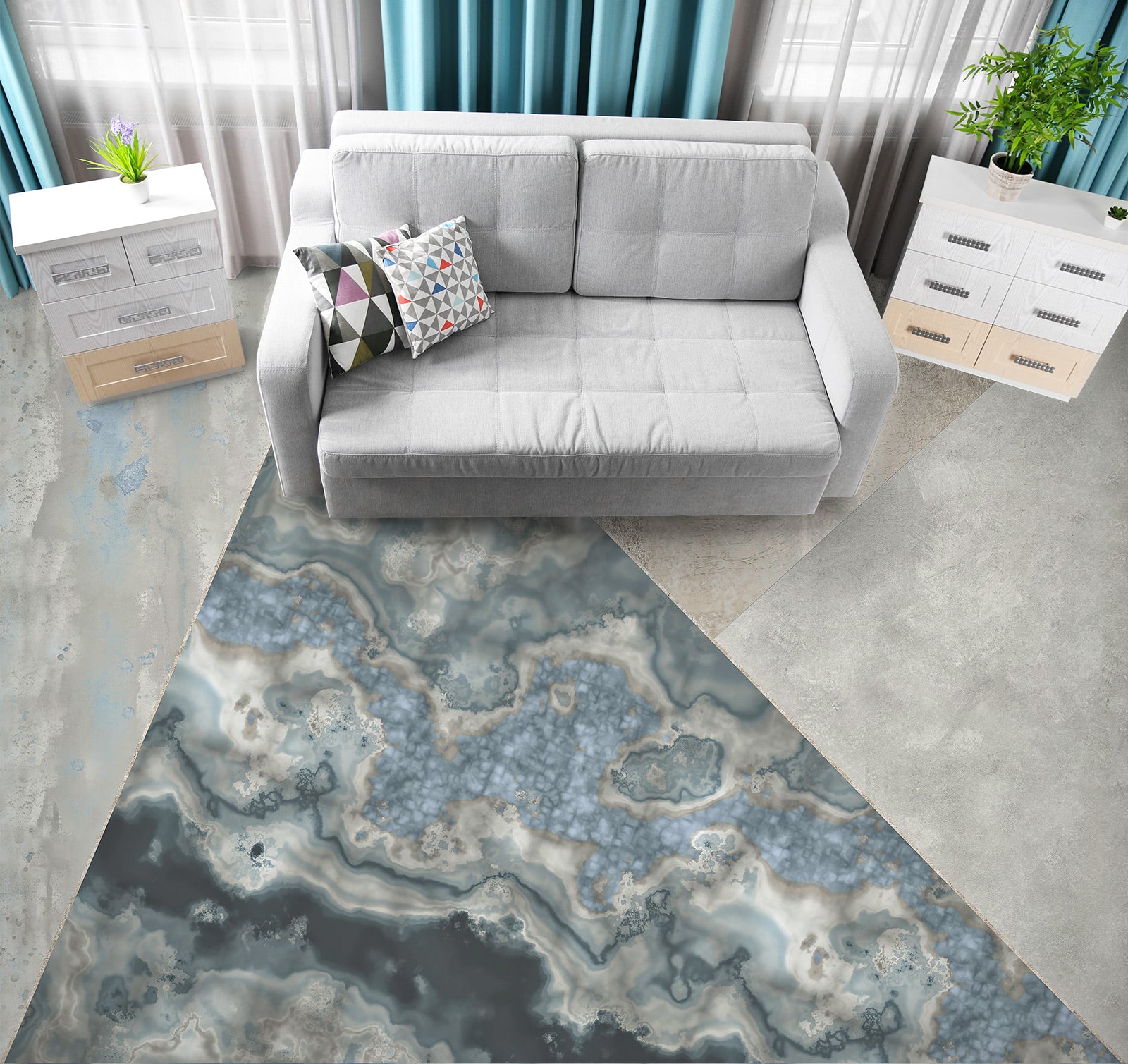 3D Triangular Marbling 102119 Andrea Haase Floor Mural