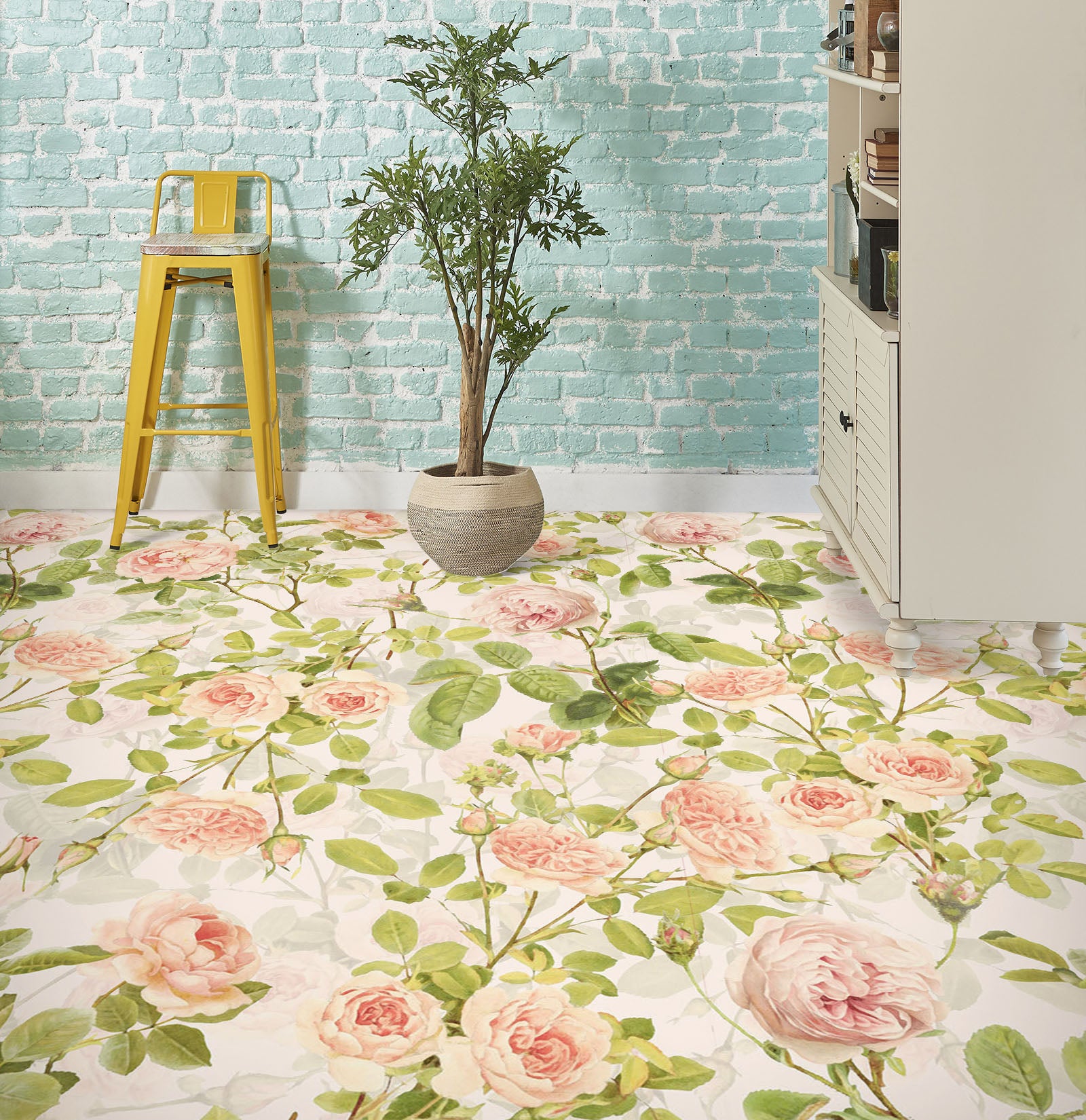 3D Rose Vine Pattern 99207 Uta Naumann Floor Mural