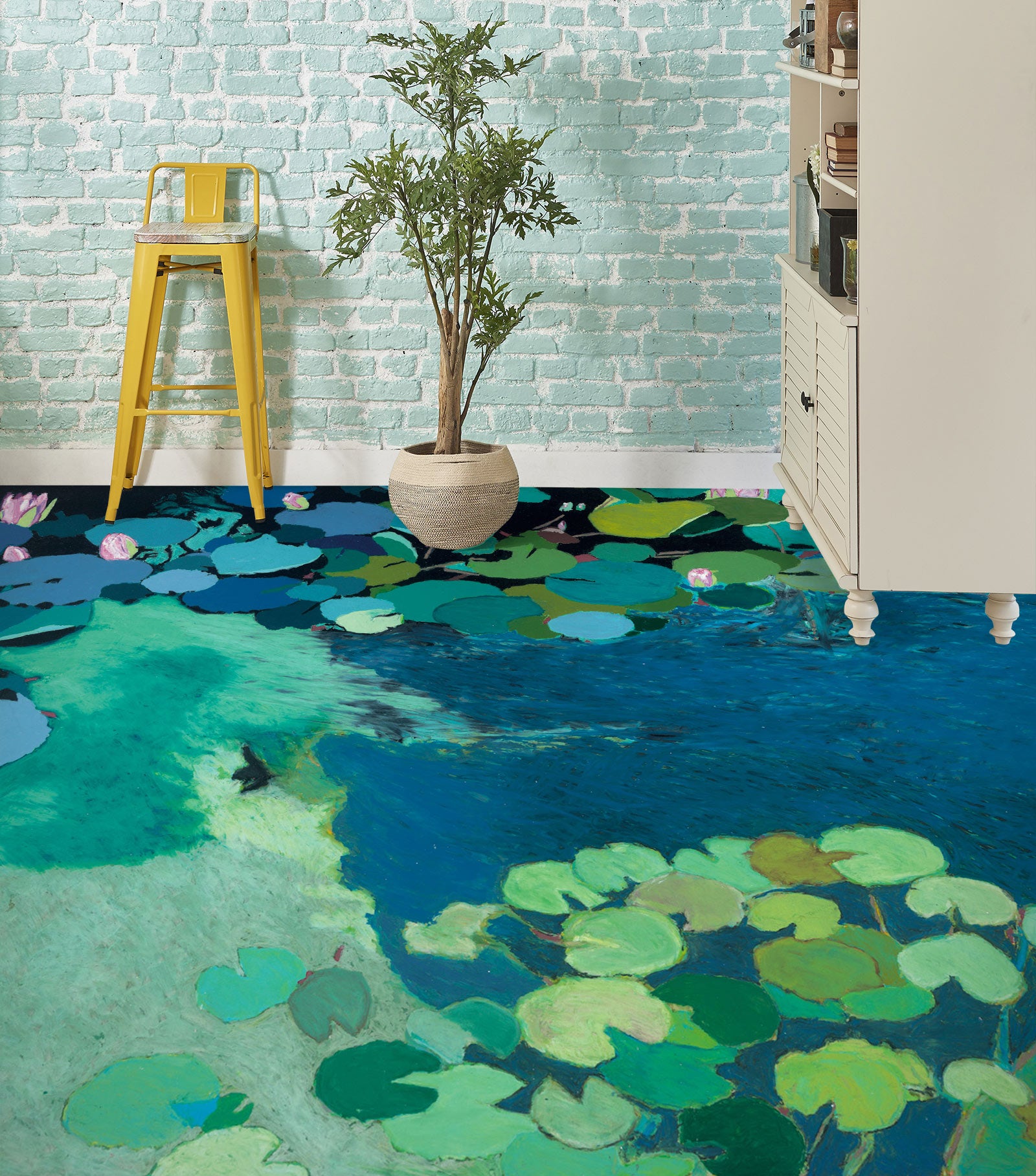 3D Lotus Leaf Oil Painting 9651 Allan P. Friedlander Floor Mural
