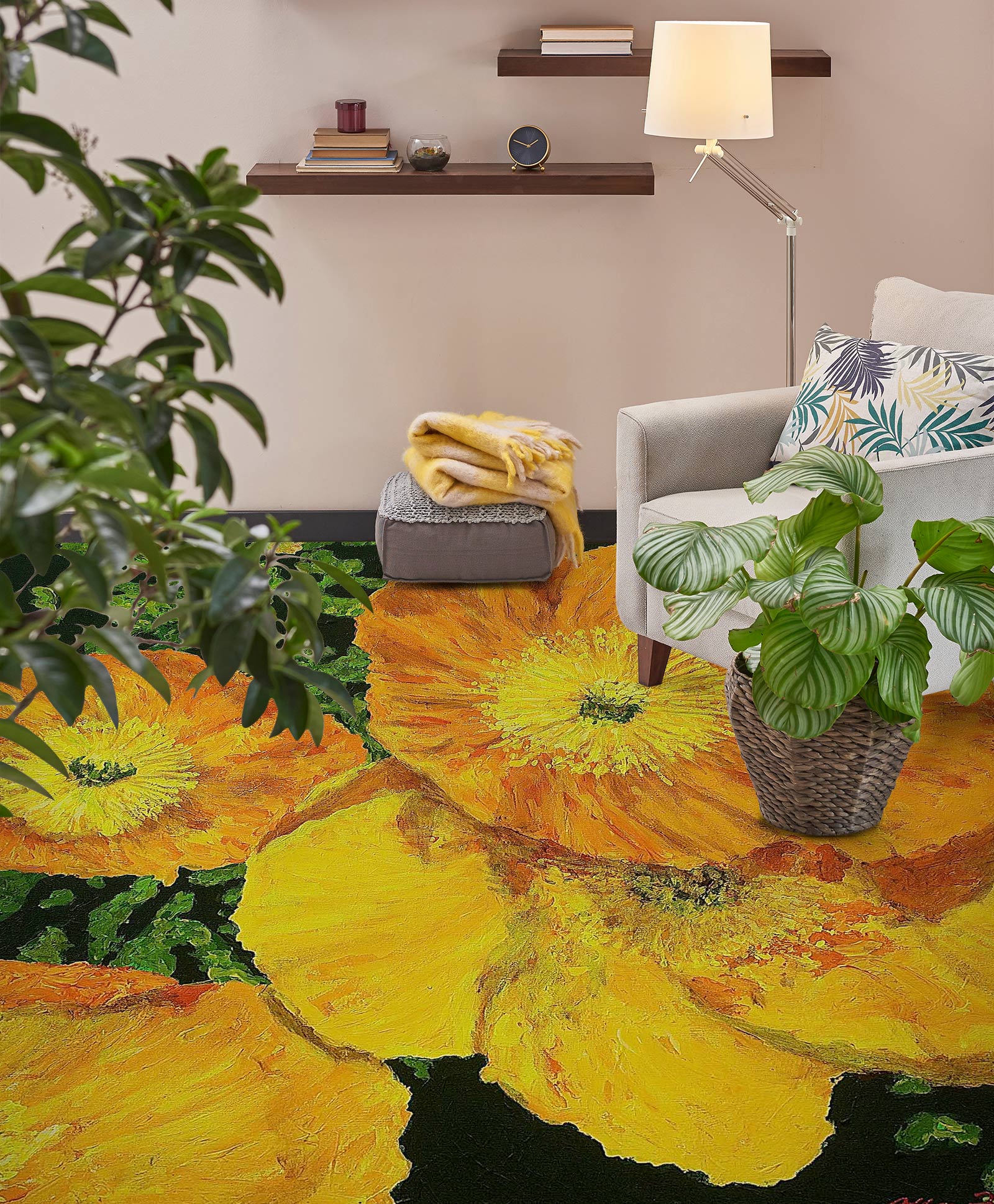 3D Yellow Flower 9601 Allan P. Friedlander Floor Mural