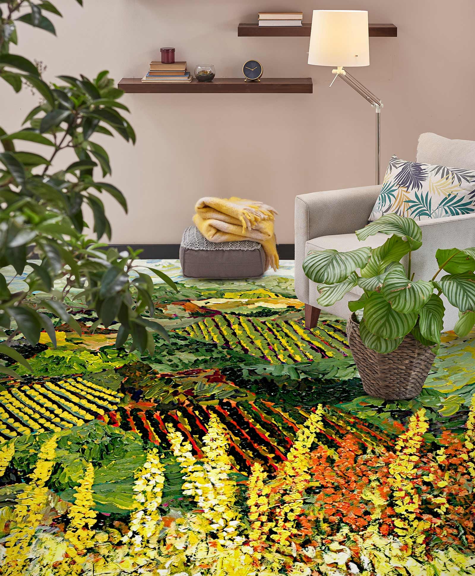 3D Field Flower Painting 9532 Allan P. Friedlander Floor Mural