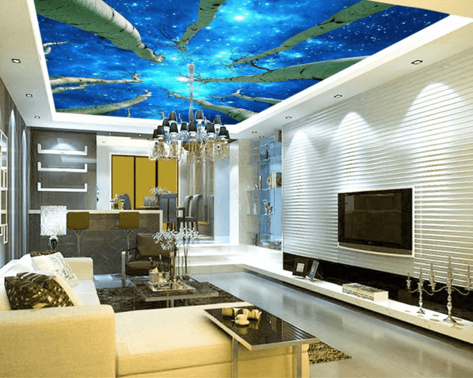 Starry Sky Trees Wallpaper AJ Wallpaper 2