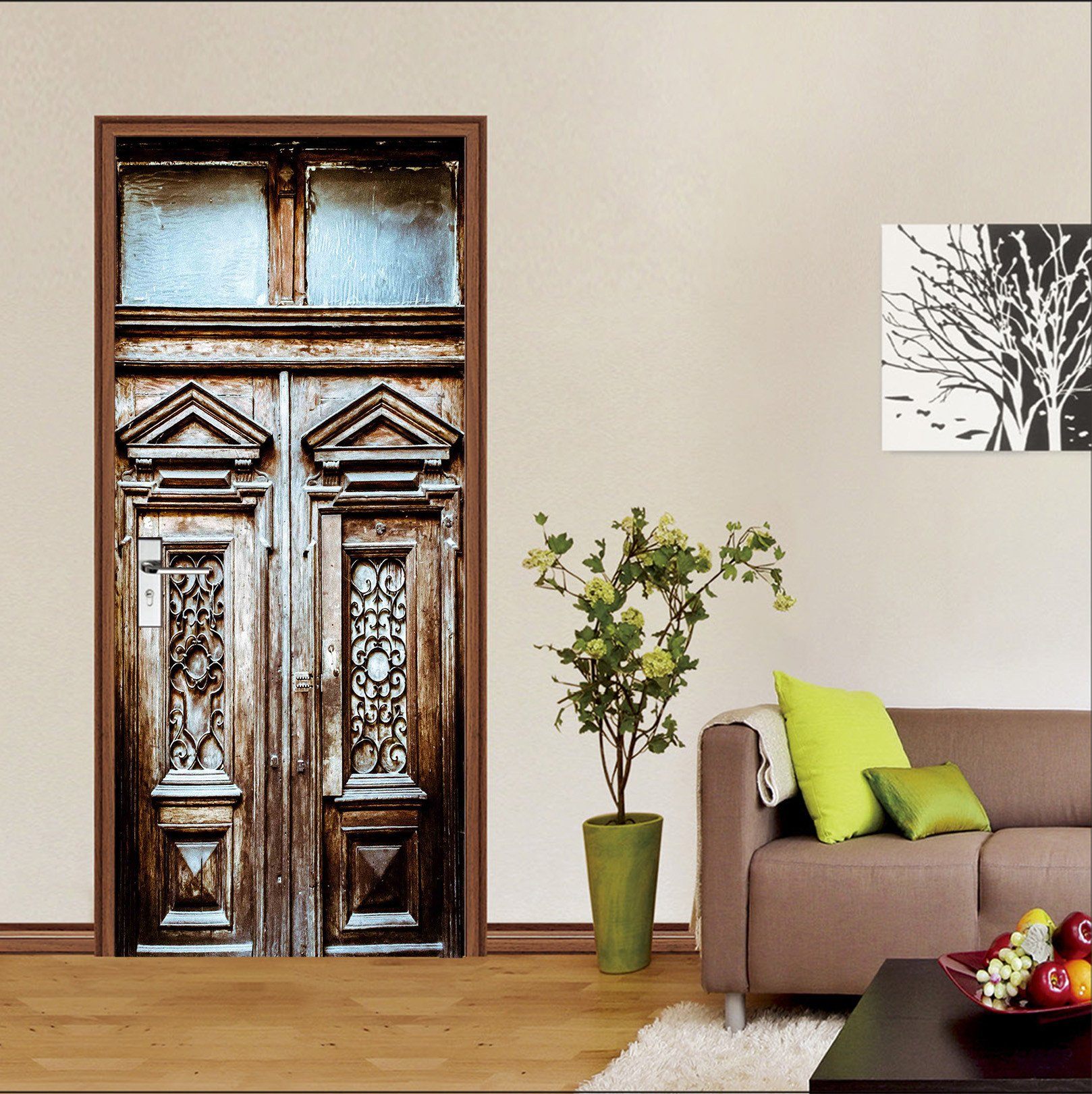 3D Wood Carvings 11 Door Mural Wallpaper AJ Wallpaper