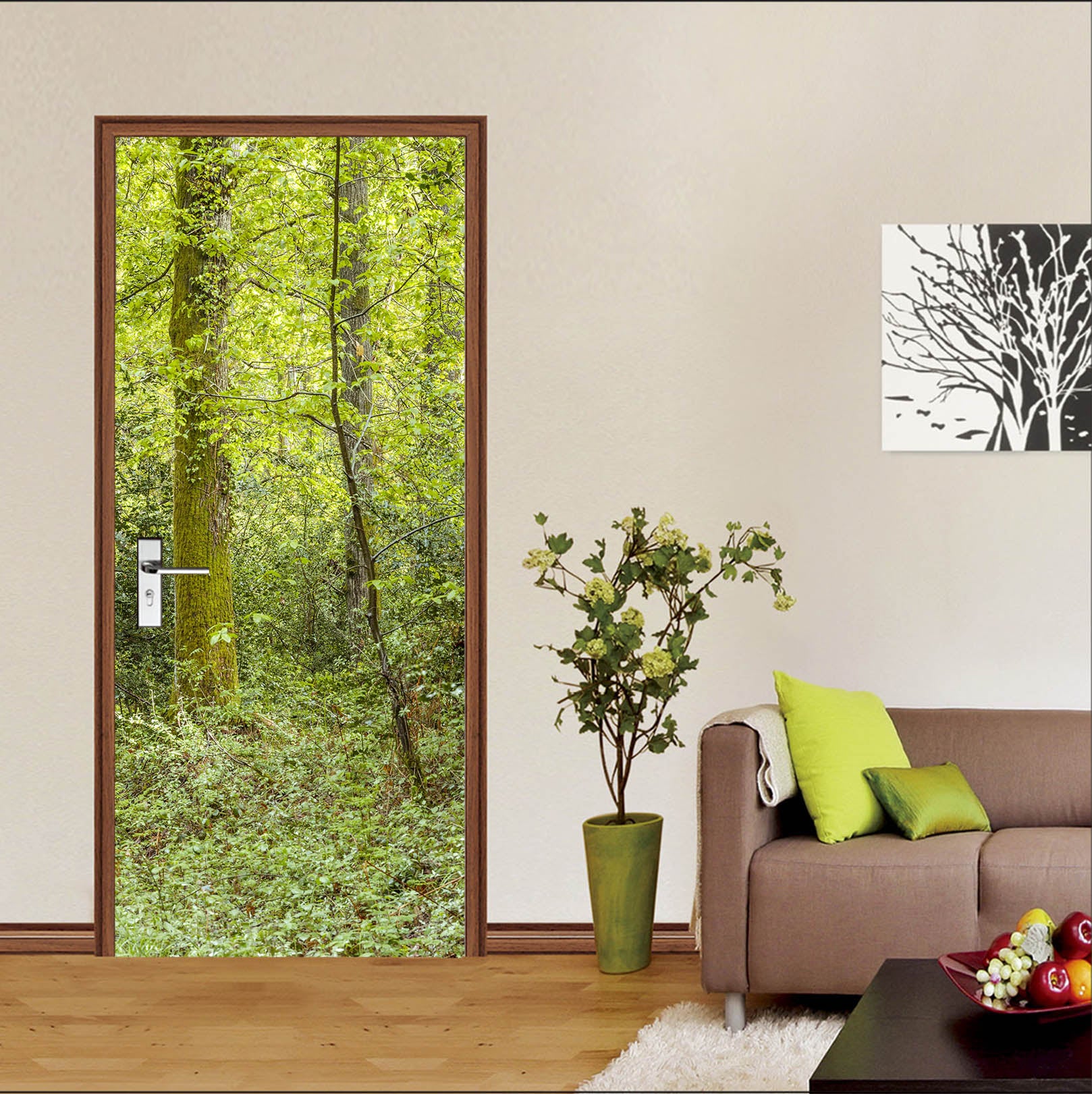 3D Green Leaves 5178 Assaf Frank Door Mural