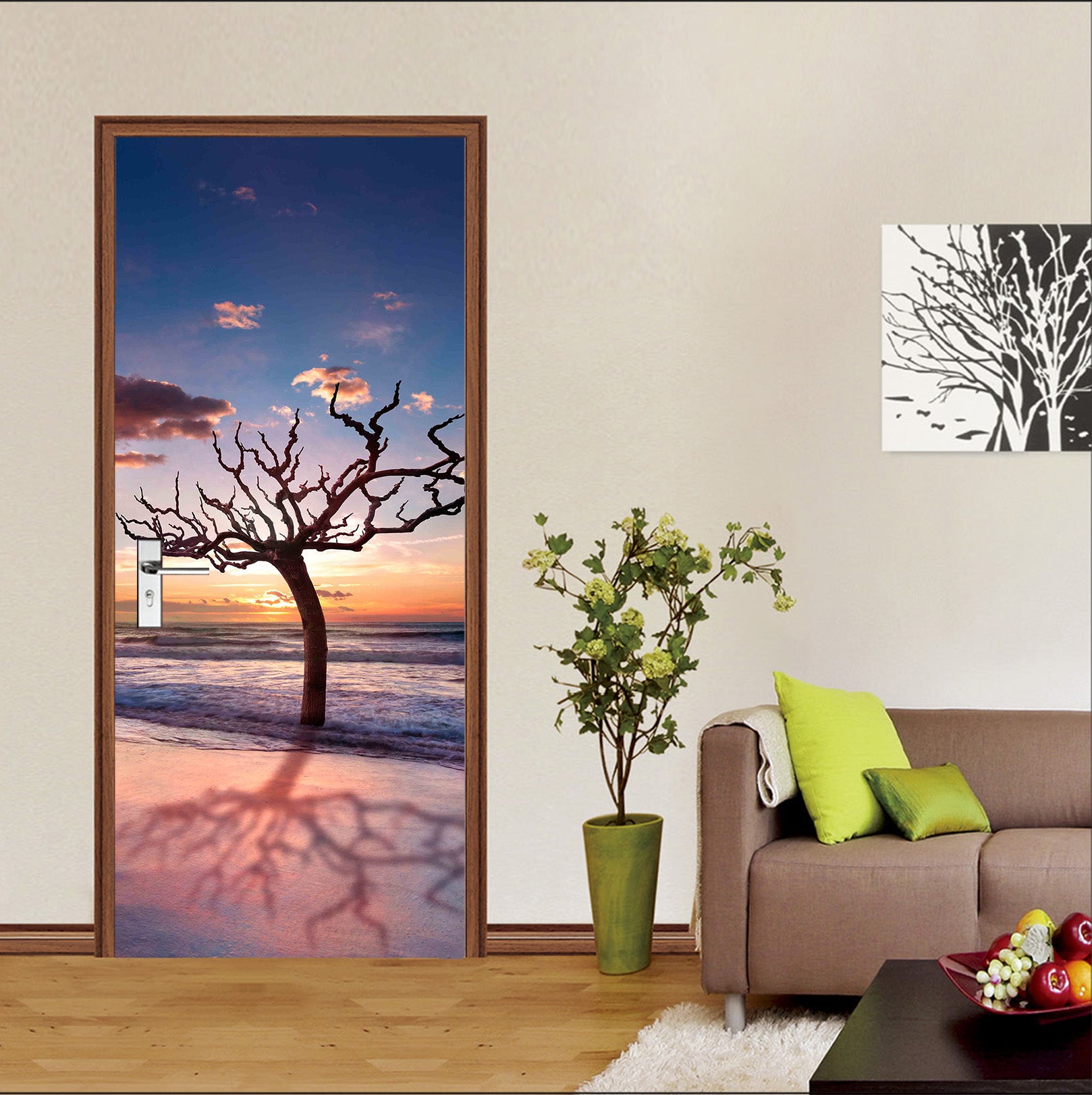 3D Tree Beach 122135 Marco Carmassi Door Mural