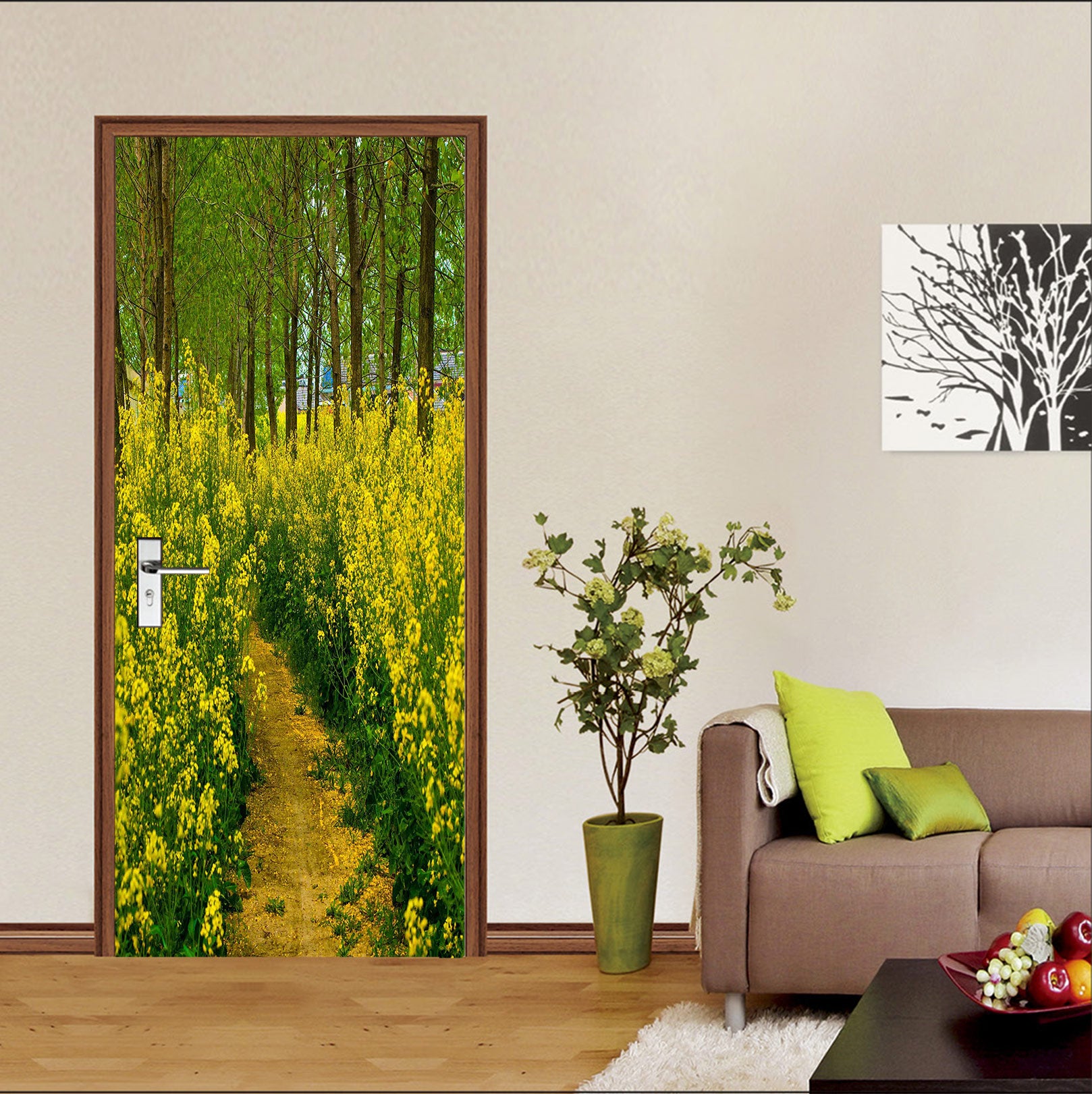 3D Canola Flower Path 25046 Door Mural