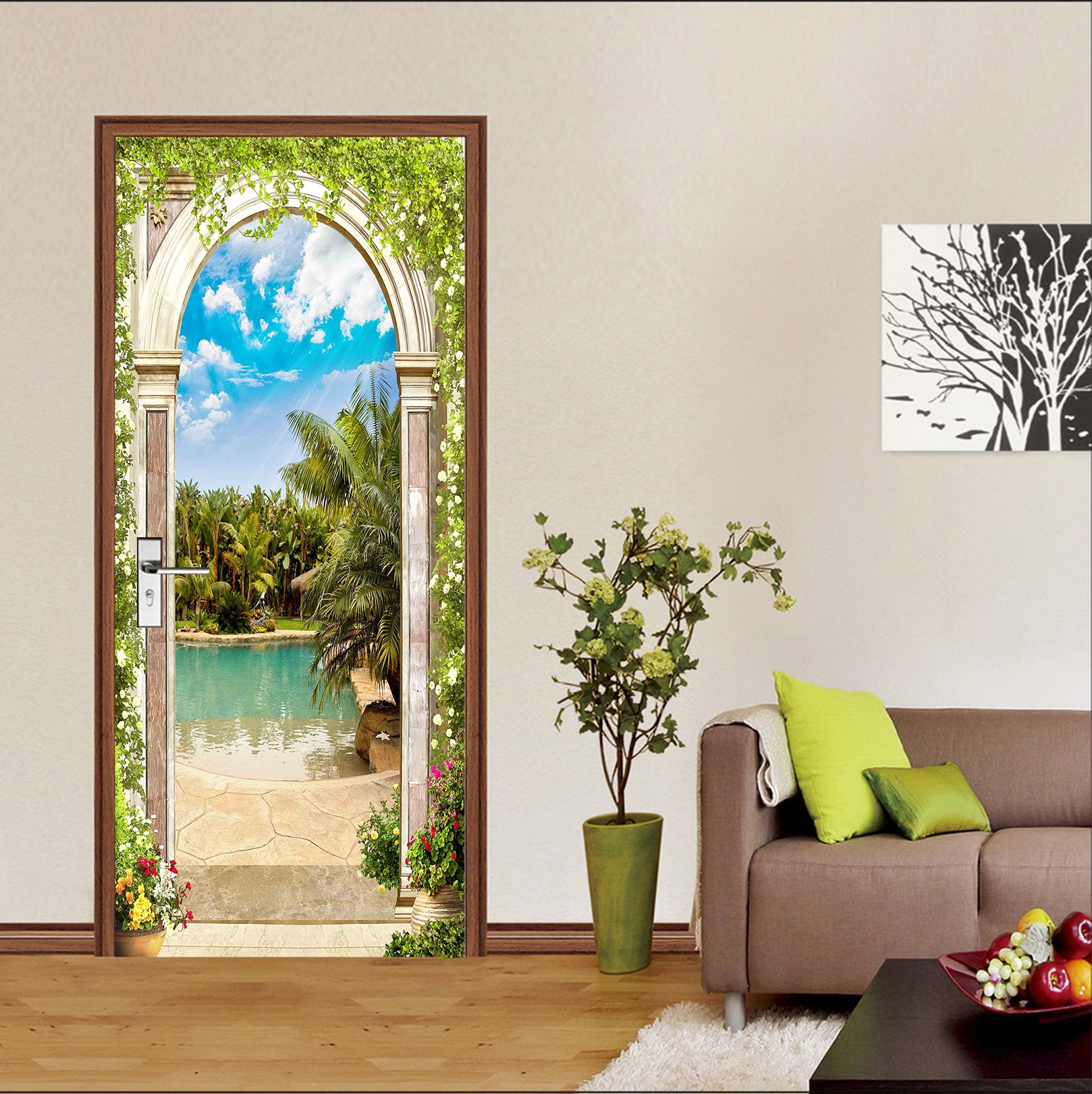 3D Tree River 22113 Door Mural