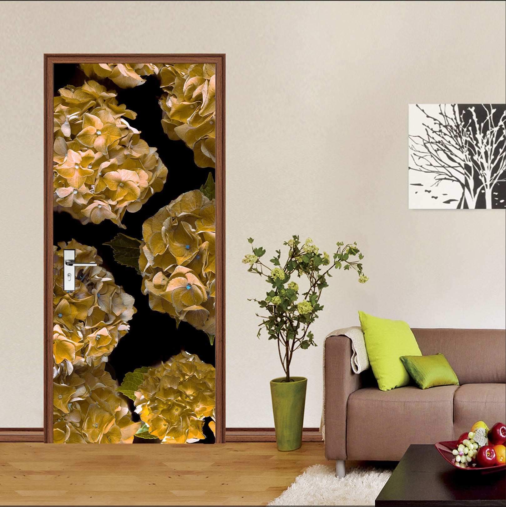 3D Yellow Flowers 5048 Assaf Frank Door Mural