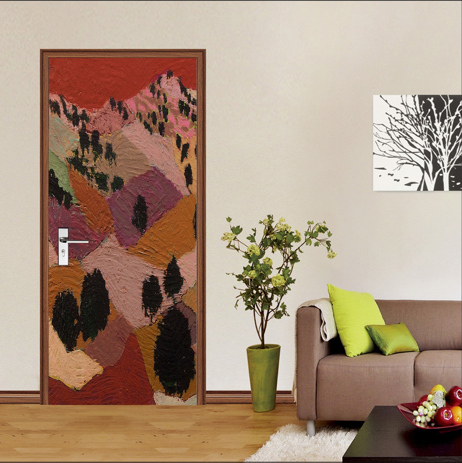 3D Brown Field Trees 10105 Allan P. Friedlander Door Mural