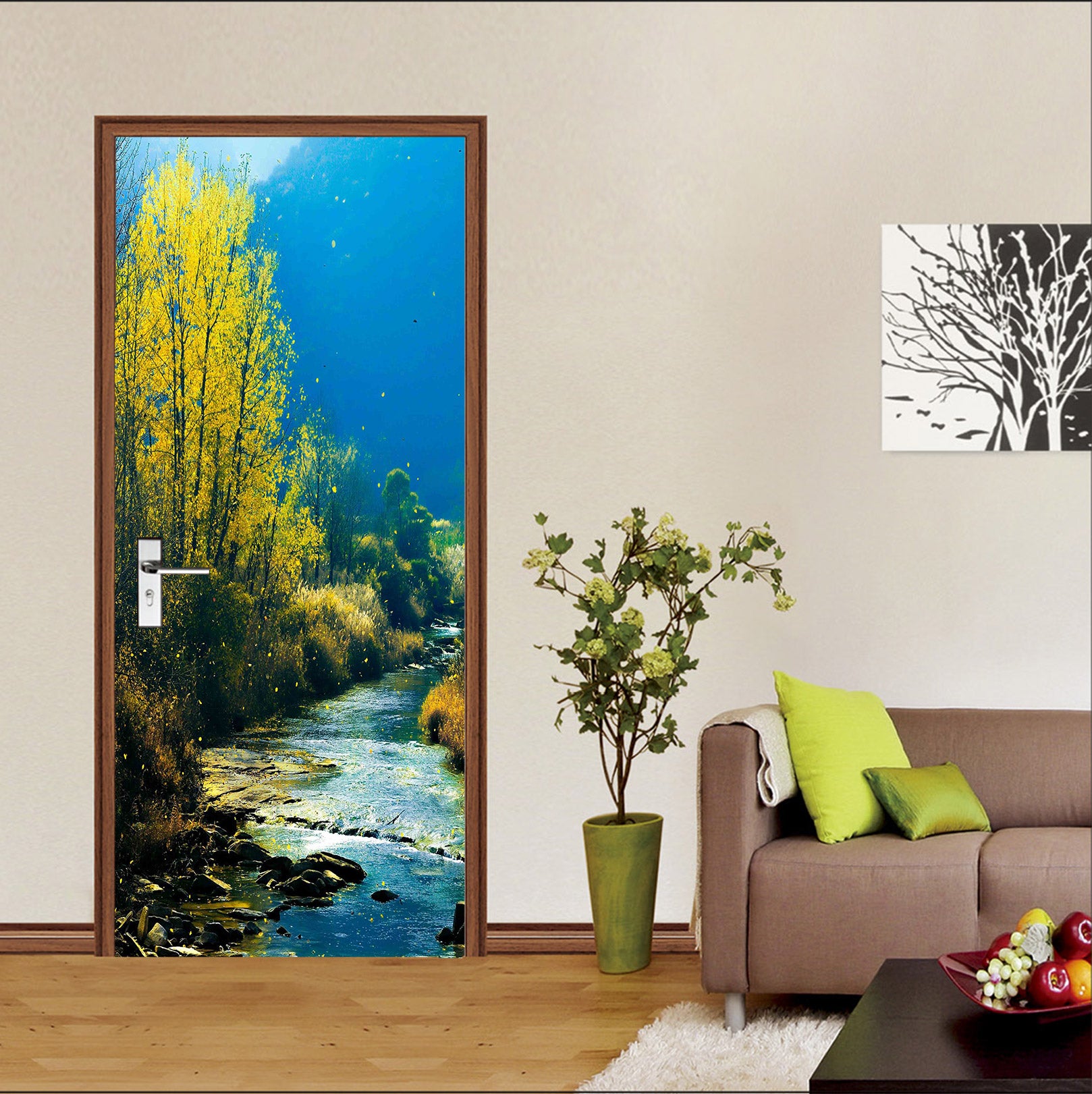 3D Forest Creek 24183 Door Mural