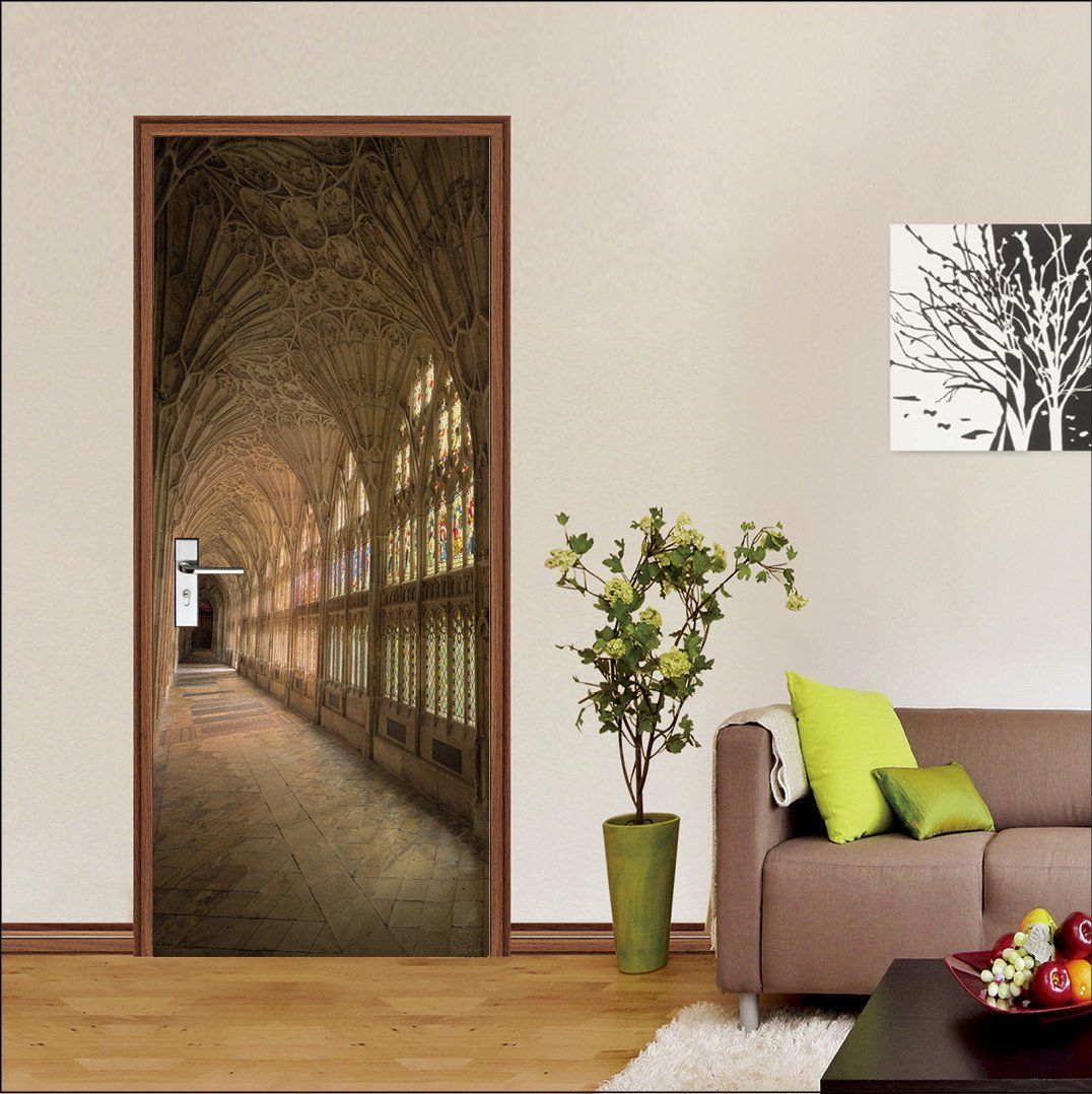 3D carved top french window corridor door mural Wallpaper AJ Wallpaper