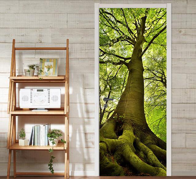 3D natural green treesdoor mural Wallpaper AJ Wallpaper