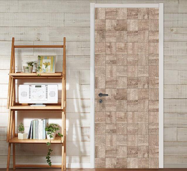 3D simple elegant wooden lattice door mural Wallpaper AJ Wallpaper