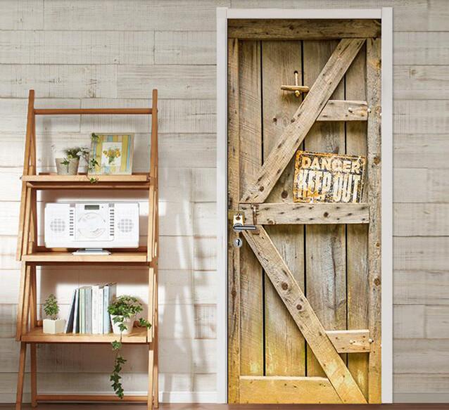 3D wood material painting door mural Wallpaper AJ Wallpaper