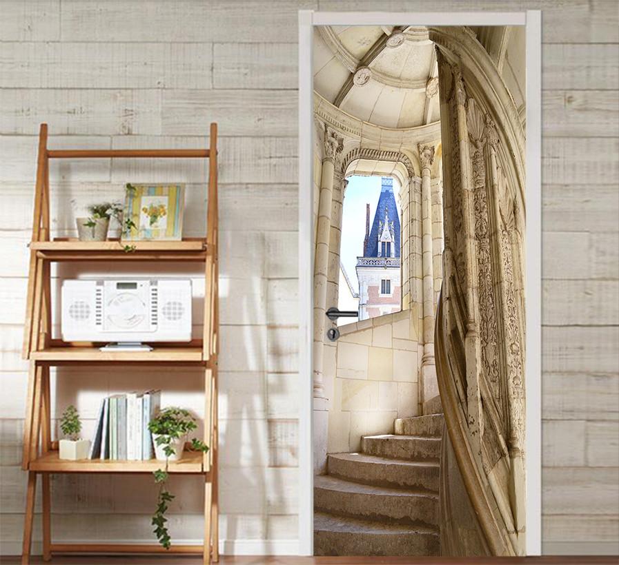 3D turn a corner dome stairs door mural Wallpaper AJ Wallpaper