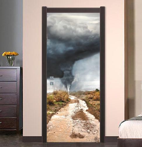 3D grassland tornado door mural Wallpaper AJ Wallpaper