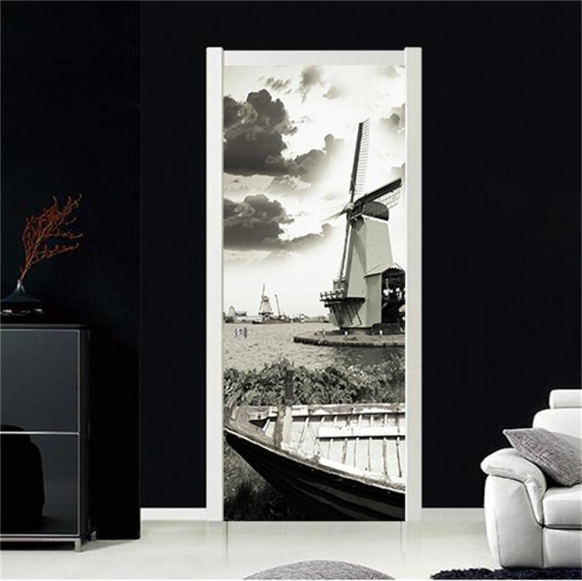 3D windmill painting door mural Wallpaper AJ Wallpaper