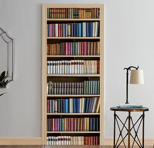 3D bookcase admission design door mural Wallpaper AJ Wallpaper
