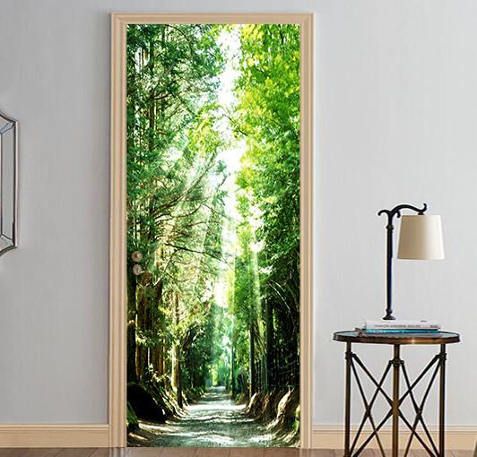 3D sunshine tree scenery door mural Wallpaper AJ Wallpaper