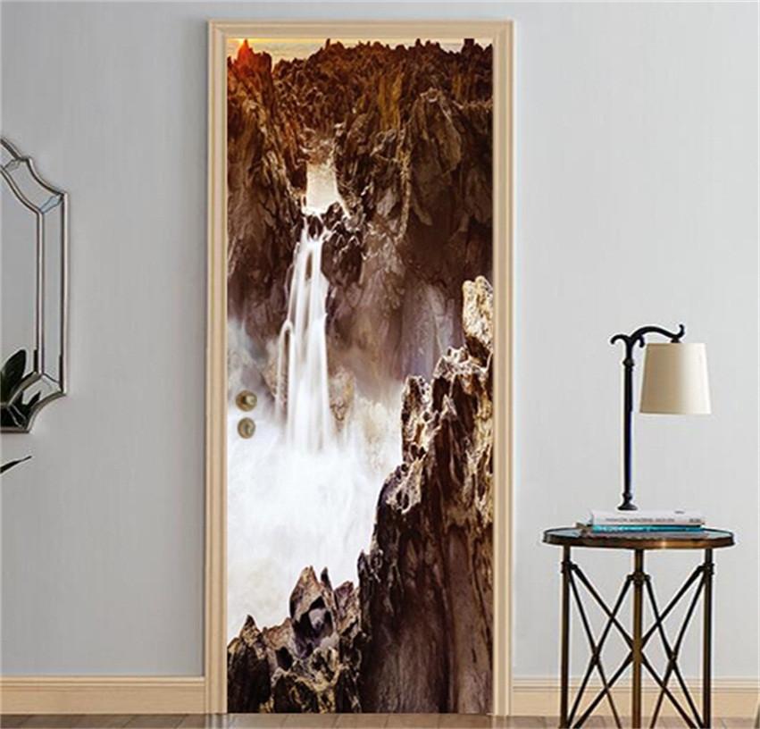 3D waterfall painting door mural Wallpaper AJ Wallpaper