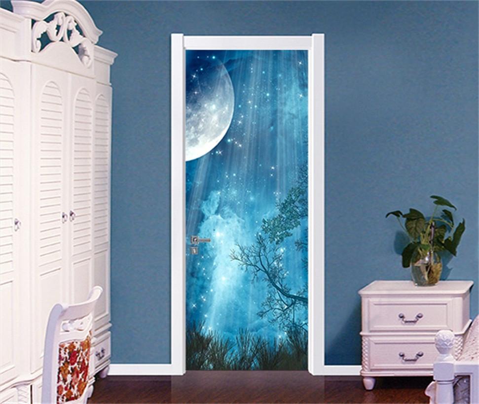 3D beautiful planet universe door mural Wallpaper AJ Wallpaper
