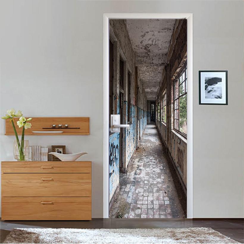 3D windowsill corridor aisle door mural Wallpaper AJ Wallpaper