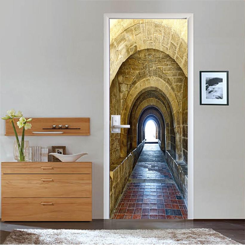 3D level of stone arch door mural Wallpaper AJ Wallpaper