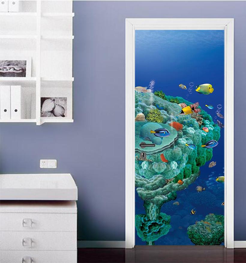 3D the wonders of the world in the sea door mural Wallpaper AJ Wallpaper