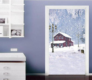 3D house in the snow door mural Wallpaper AJ Wallpaper 
