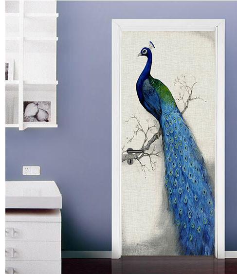 3D peacock painting door mural Wallpaper AJ Wallpaper