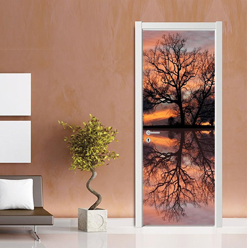 3D reflection of the water tree door mura Wallpaper AJ Wallpaper