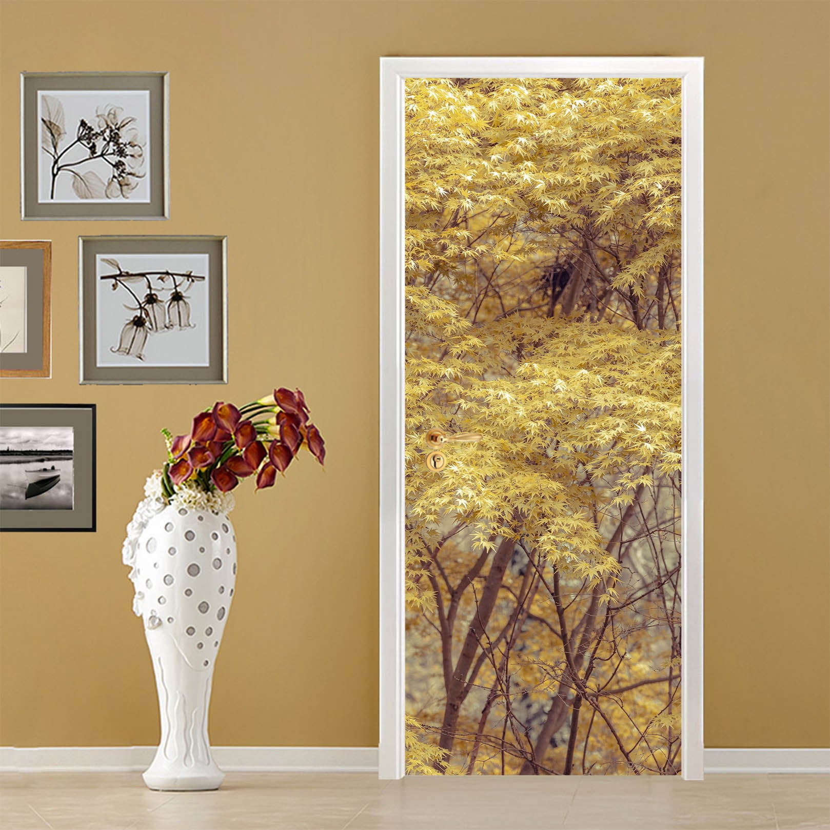 3D Yellow Wood 5165 Assaf Frank Door Mural