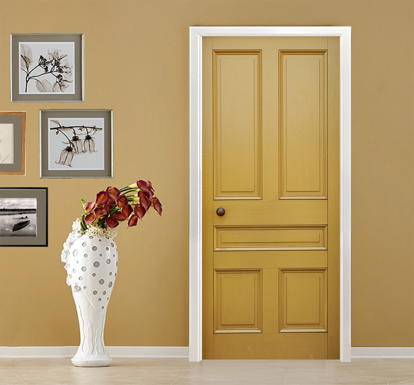 3D Golden Bedroom 002 Door Mural