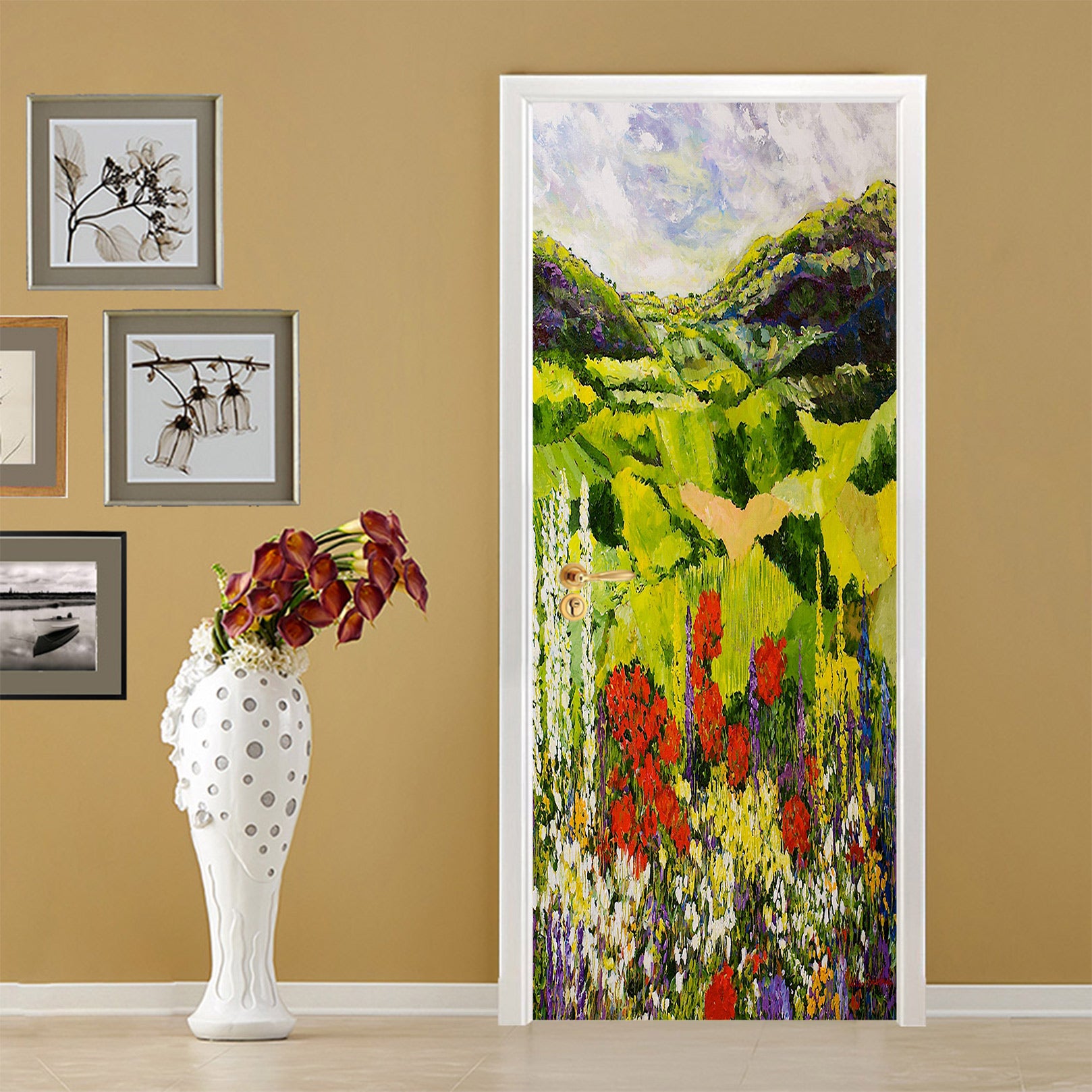 3D Flower Bush Field Lawn 9378 Allan P. Friedlander Door Mural