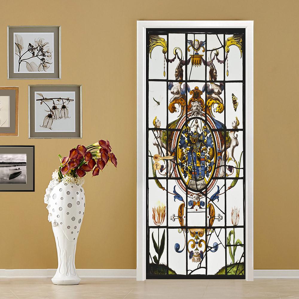 3D retro animal painting door mural Wallpaper AJ Wallpaper