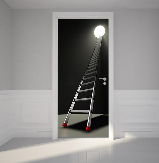 3D black hole ladder door mural Wallpaper AJ Wallpaper