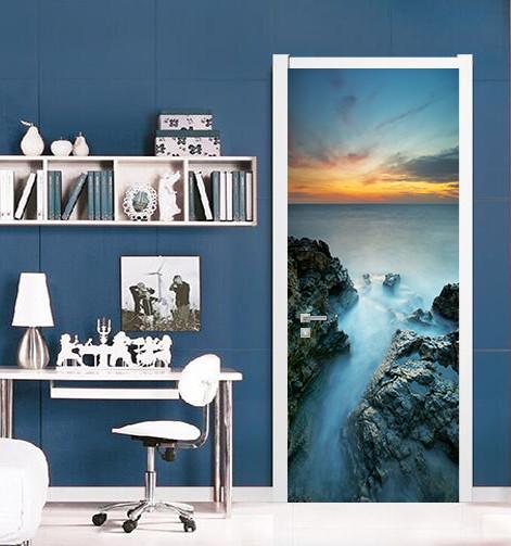 3D sea sunset glow door mural Wallpaper AJ Wallpaper