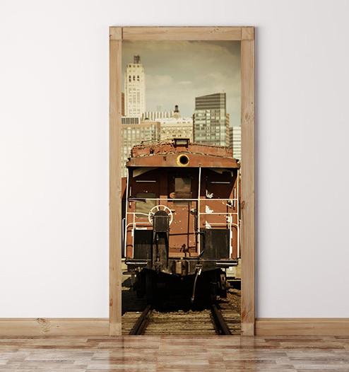 3D rail trajectory building door mural Wallpaper AJ Wallpaper