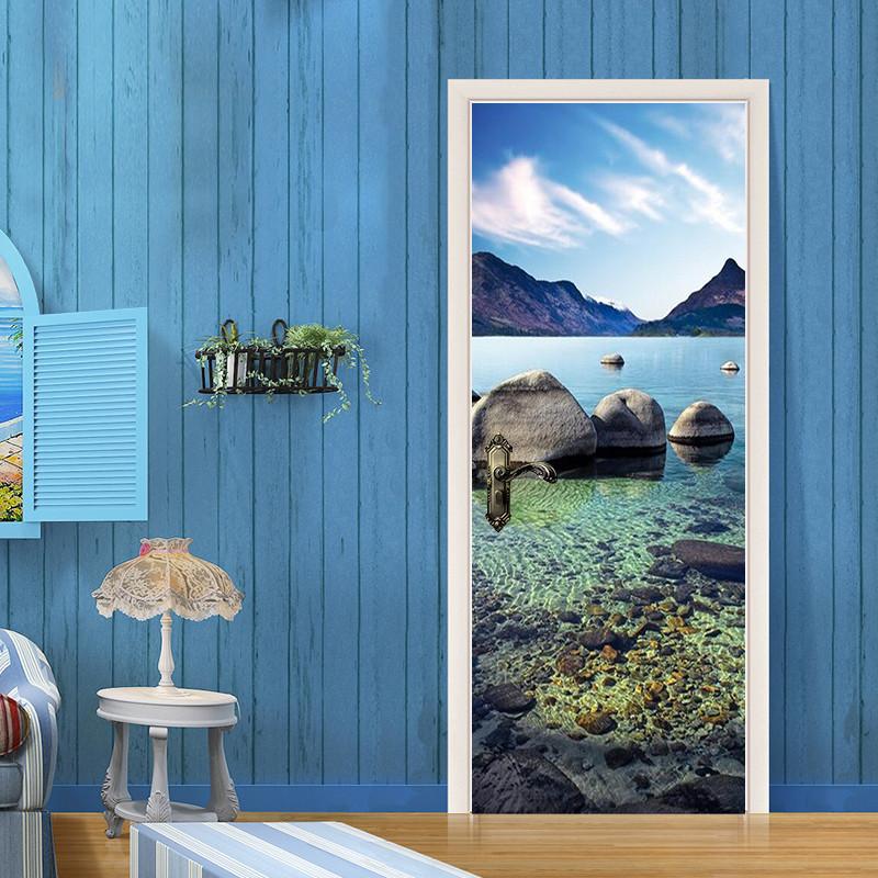 3D clear river door mural Wallpaper AJ Wallpaper