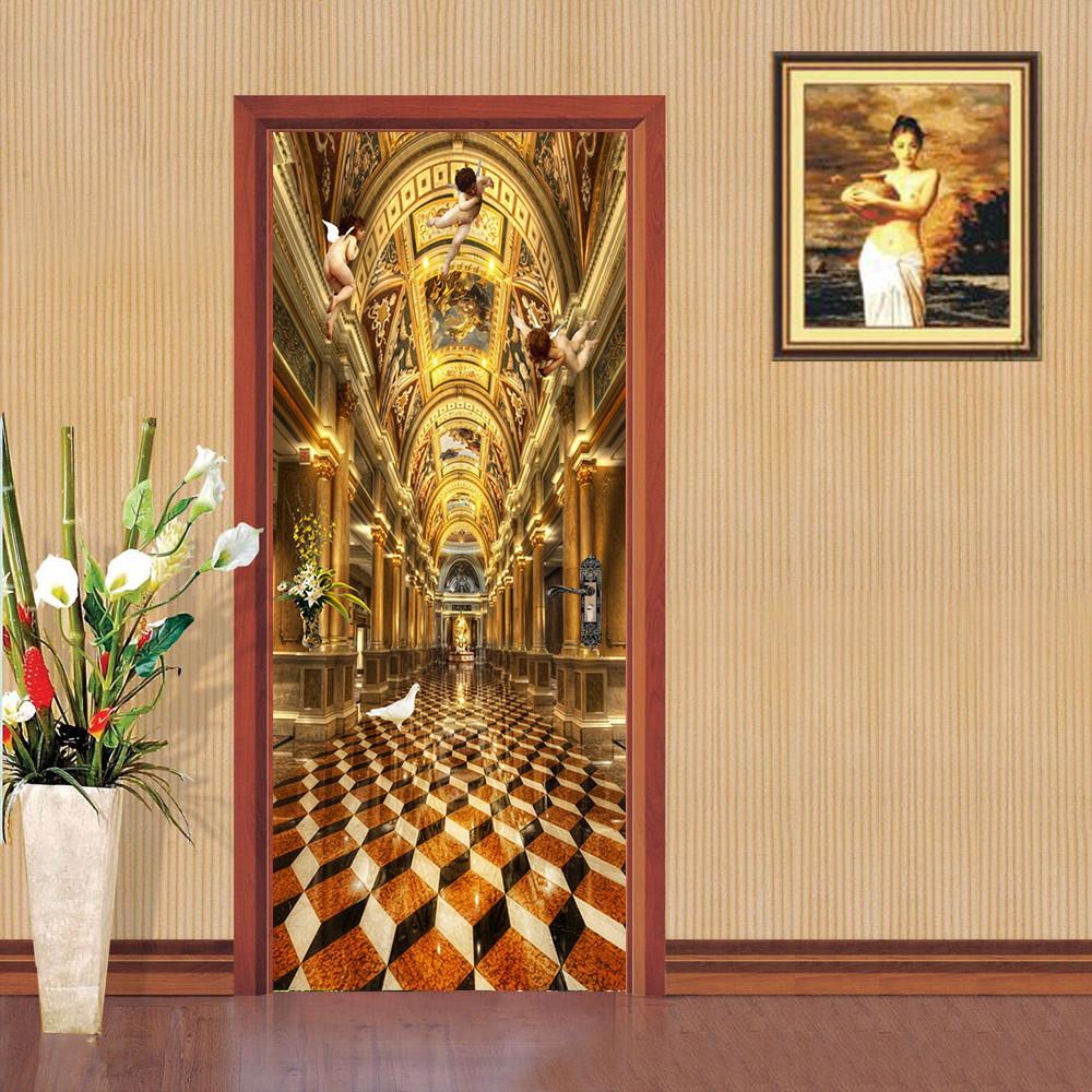 3D golden angel the dove of peace door mural Wallpaper AJ Wallpaper