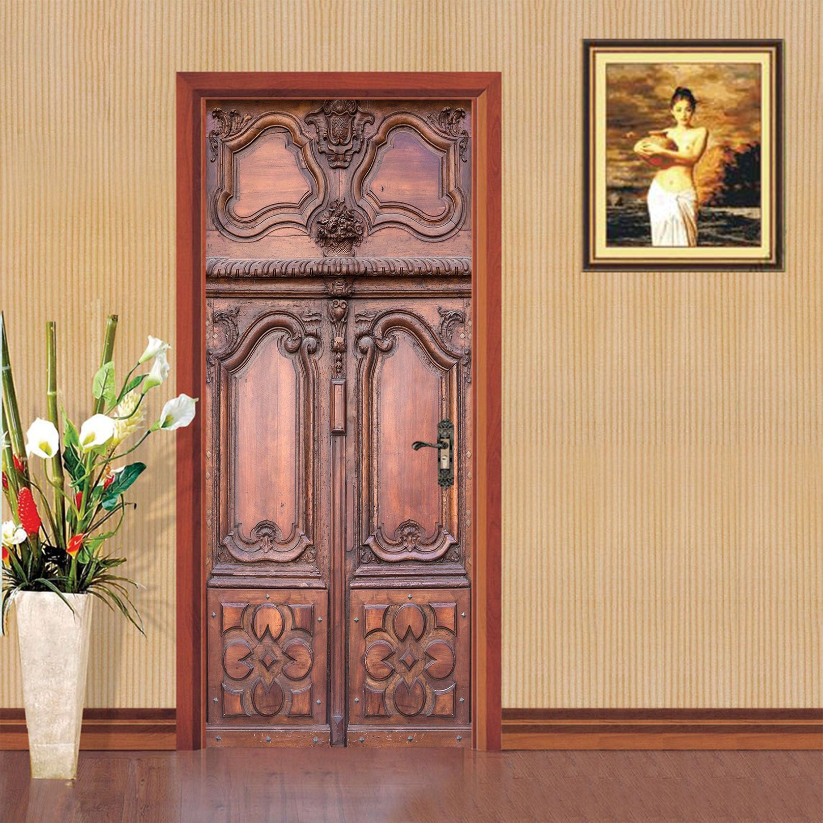 3D Red Vintage Door 011 Door Mural